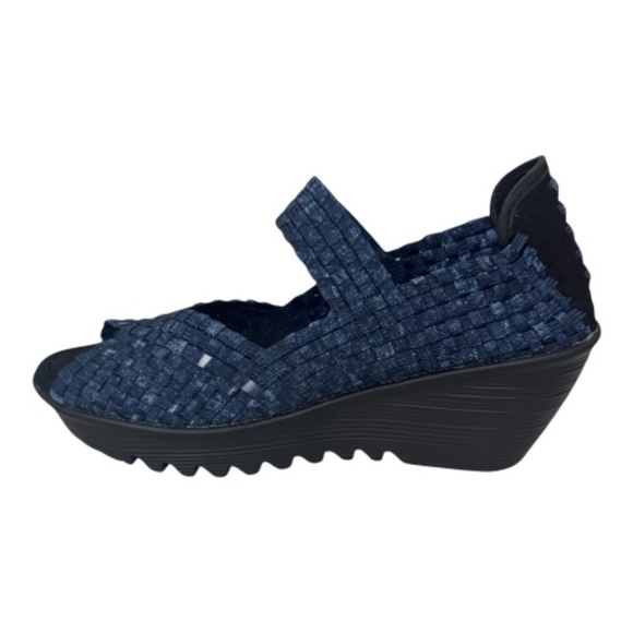 Bernie Mev Halle Woven Mary Jane Wedge-Jeans , Women's Comfort Shoe - NWB - Picture 4 of 6